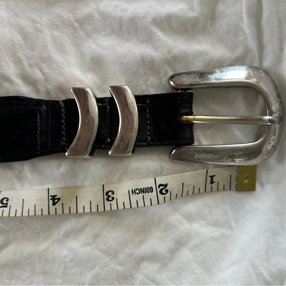 Brighton Black Leather Belt with Silver Accents